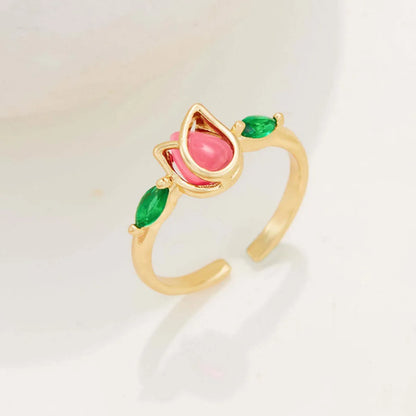 Wholesale Simple Style Classic Style Flower Copper Inlay Zircon Rings