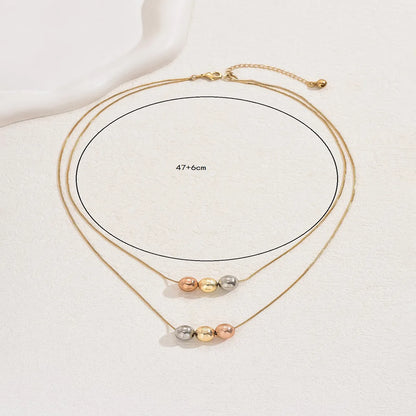 Copper 18K Gold Plated Simple Style Classic Style Geometric Double Layer Necklaces