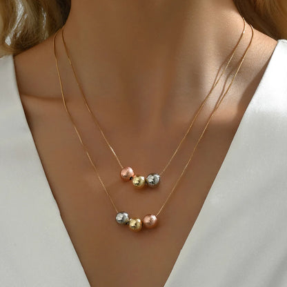 Copper 18K Gold Plated Simple Style Classic Style Geometric Double Layer Necklaces