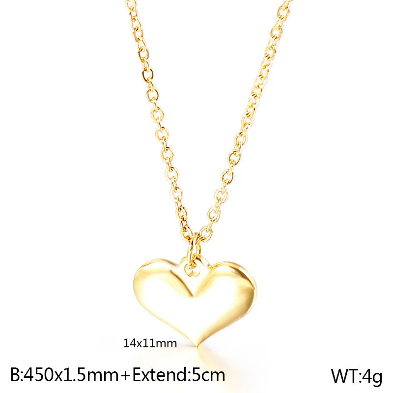 Wholesale Jewelry Simple Style Classic Style Heart Shape Stainless Steel Titanium Steel 18K Gold Plated Plating Pendant Necklace