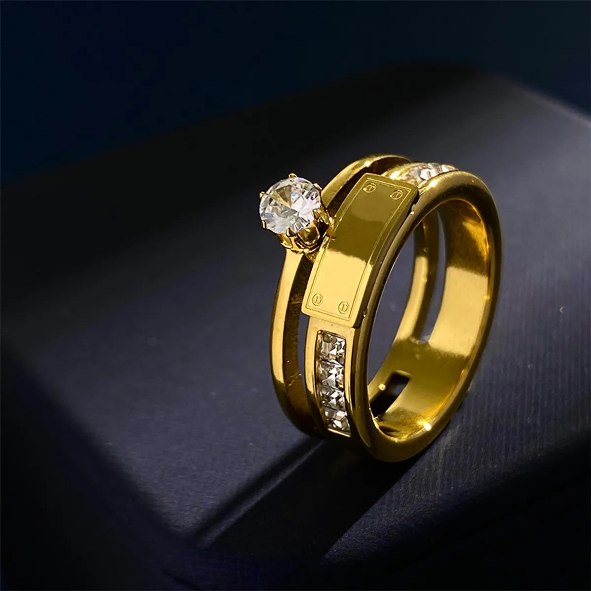 Copper 18K Gold Plated Simple Style Classic Style Plating Inlay Solid Color Zircon Rings