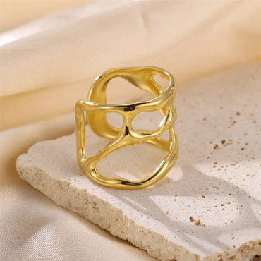 Wholesale Simple Style Classic Style Solid Color Stainless Steel Hollow Out Open Rings