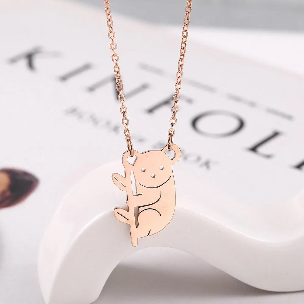 304 Stainless Steel 18K Gold Plated Simple Style Classic Style Plating Solid Color Pendant Necklace