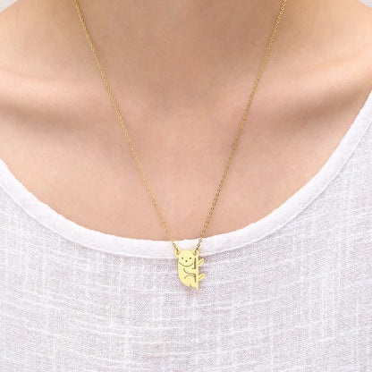 304 Stainless Steel 18K Gold Plated Simple Style Classic Style Plating Solid Color Pendant Necklace