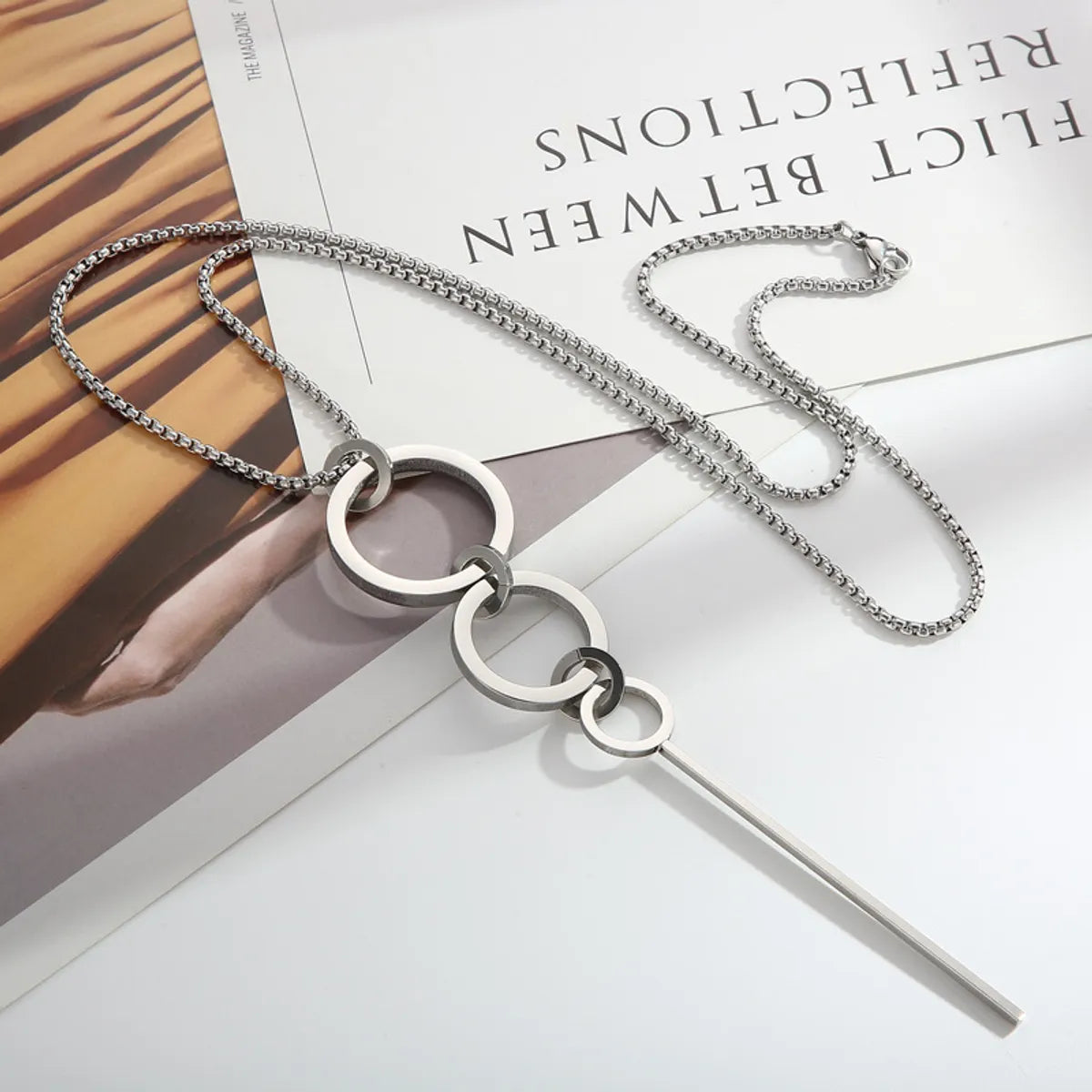 Wholesale Simple Style Classic Style Solid Color Stainless Steel Titanium Steel Hollow Out Sweater Chain