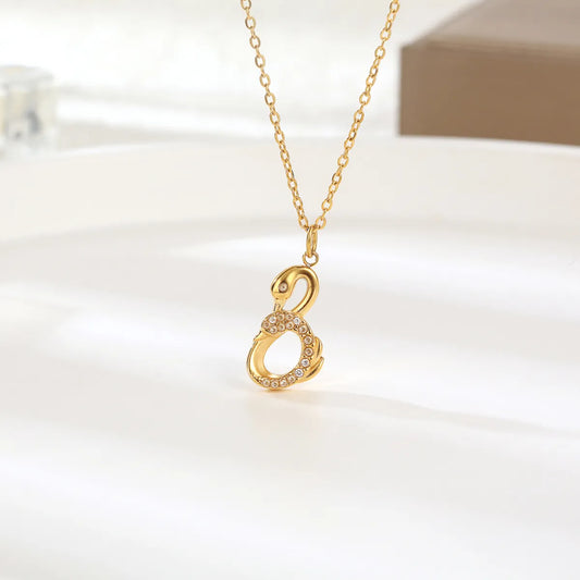 Wholesale Simple Style Classic Style Solid Color Titanium Steel Inlay Zircon Pendant Necklace