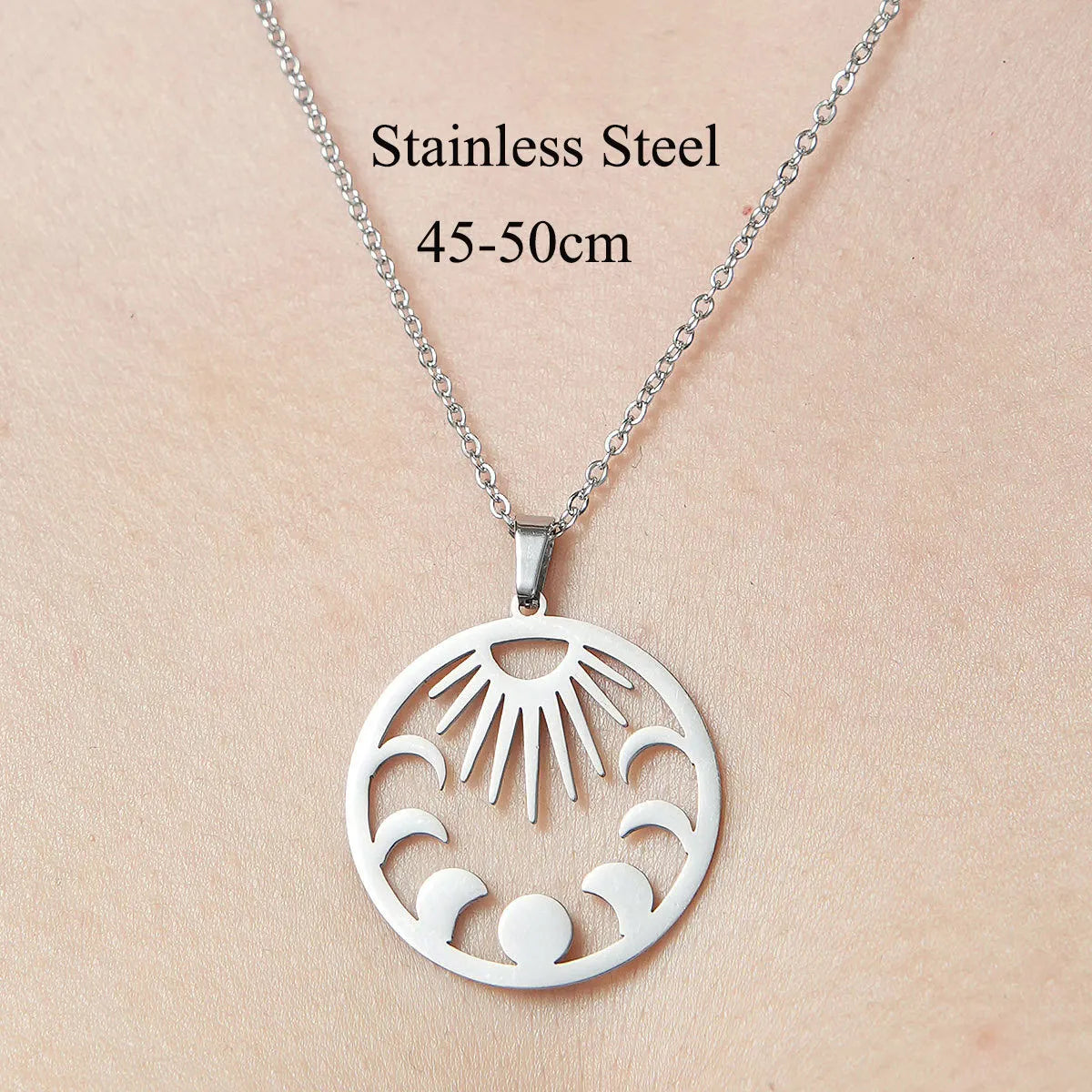 Wholesale Simple Style Clouds Star Moon Stainless Steel Titanium Steel Polishing Plating Pendant Necklace