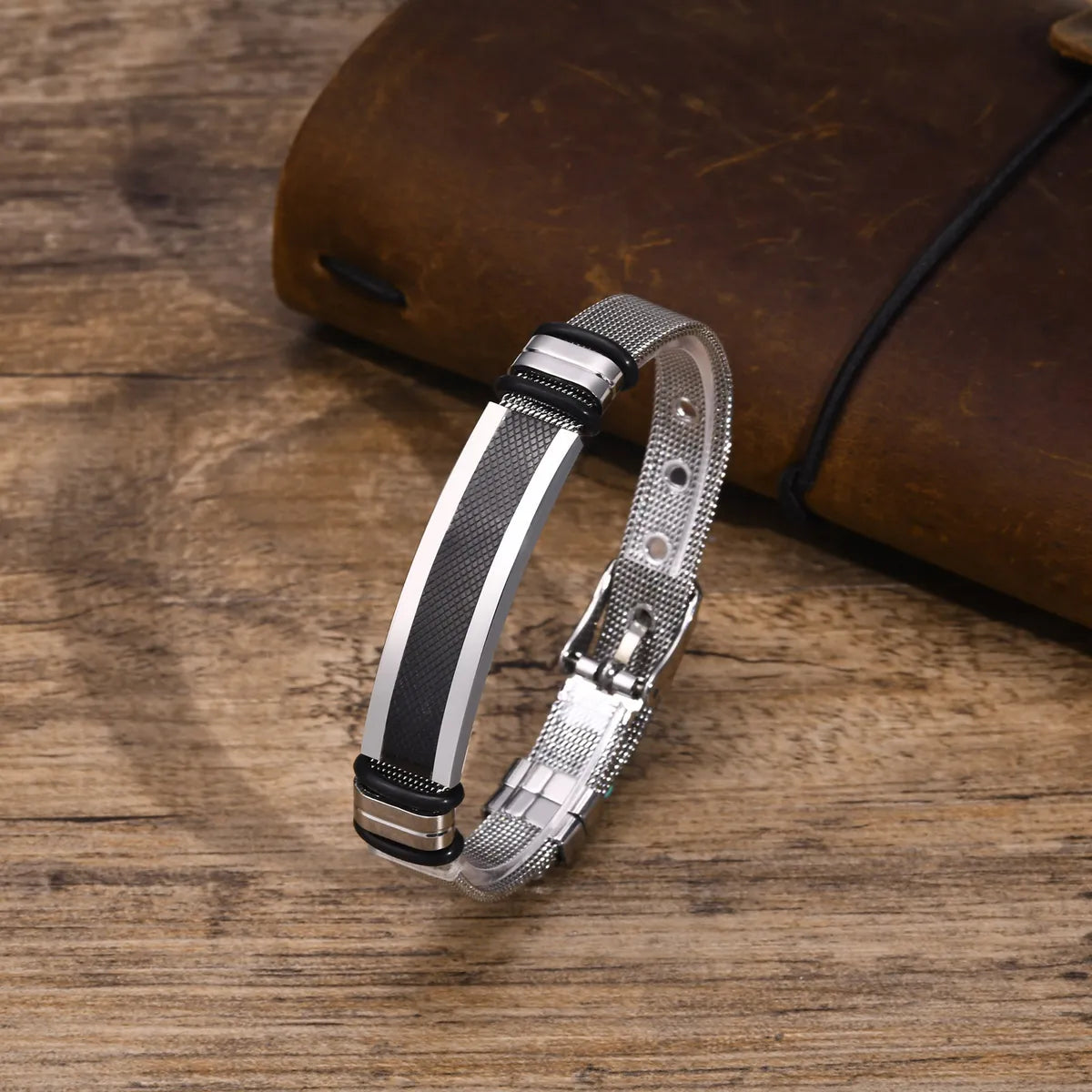 Wholesale Simple Style Color Block Stainless Steel Plating Carving Bangle