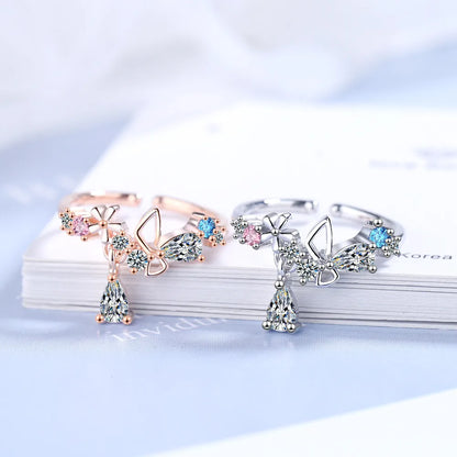 Wholesale Simple Style Commute Bow Knot Copper Inlay Zircon Rings