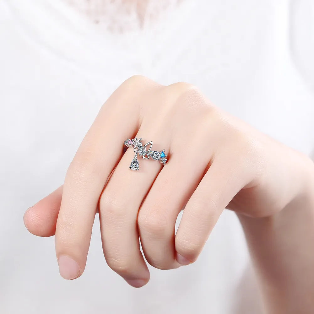 Wholesale Simple Style Commute Bow Knot Copper Inlay Zircon Rings