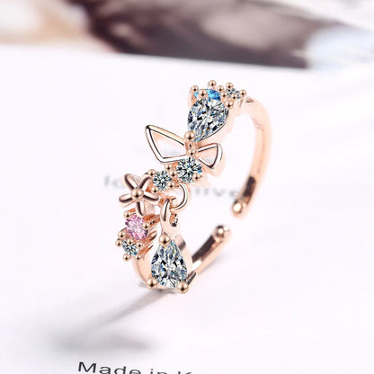 Wholesale Simple Style Commute Bow Knot Copper Inlay Zircon Rings