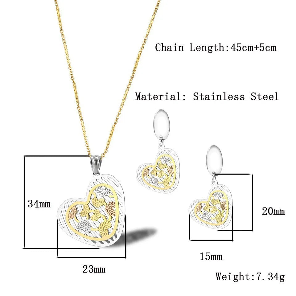 304 Stainless Steel 18K Gold Plated Simple Style Commute Plating Color Block Earrings Necklace