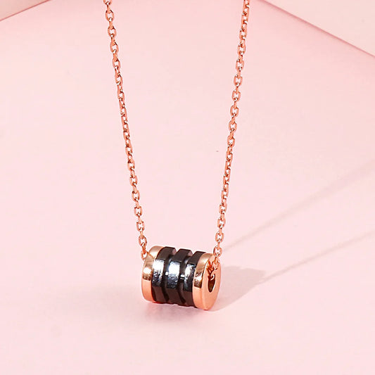 Wholesale Simple Style Commute Color Block Titanium Steel Plating Gold Plated Pendant Necklace