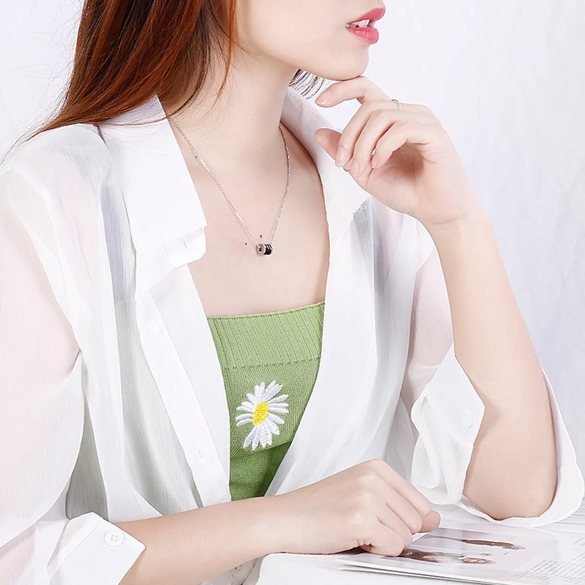 Wholesale Simple Style Commute Color Block Titanium Steel Plating Gold Plated Pendant Necklace