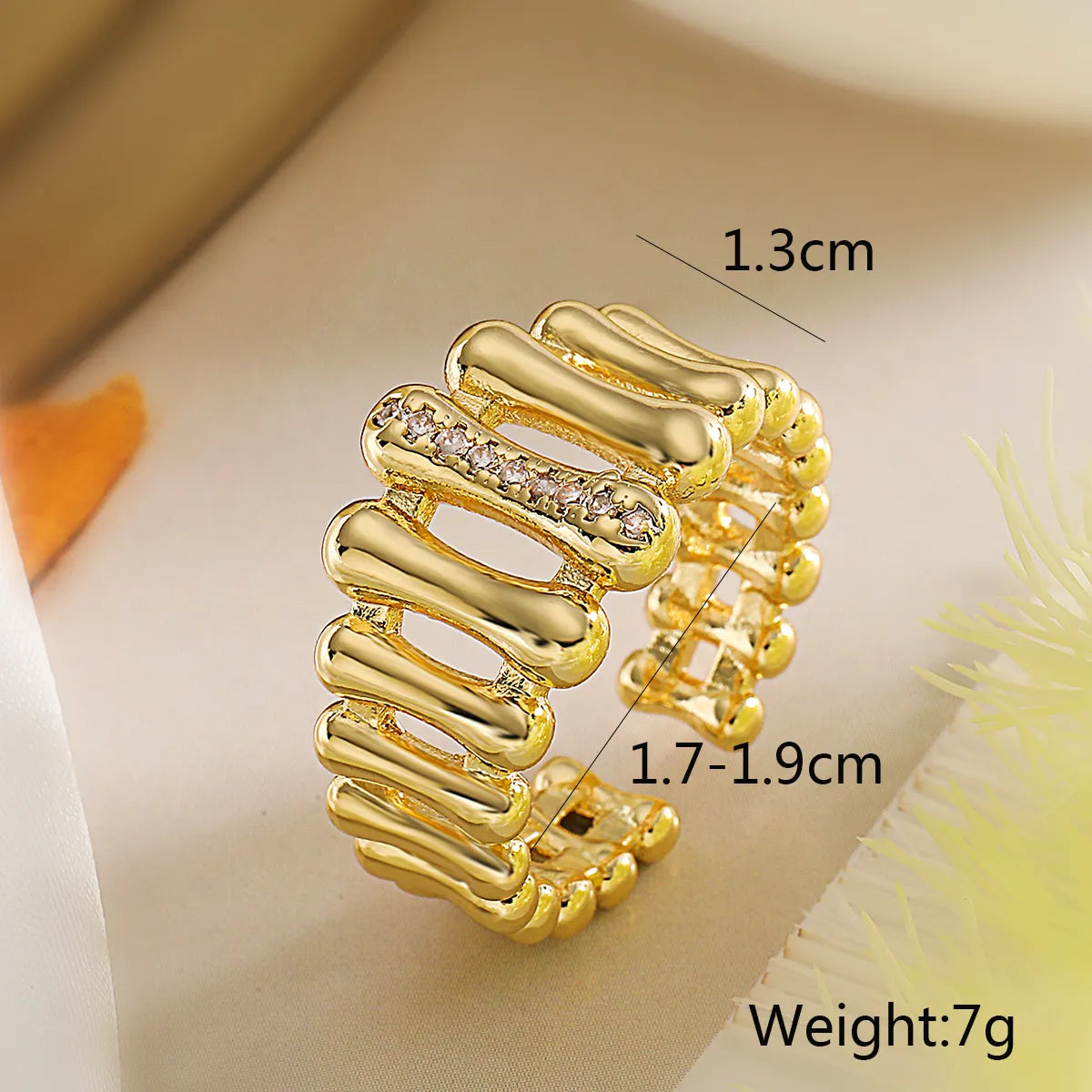 Wholesale Simple Style Commute Geometric Copper Inlay 18K Gold Plated Pearl Zircon Open Rings