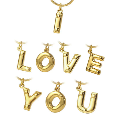 Wholesale Simple Style Commute Letter Titanium Steel Plating Gold Plated Pendant Necklace