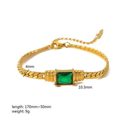 Wholesale Simple Style Commute Rectangle Stainless Steel Polishing Plating Inlay 18k Gold Plated Zircon Bracelets Necklace