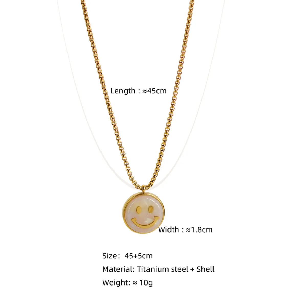 Wholesale Simple Style Commute Round Smiley Face Titanium Steel Plating Inlay 18k Gold Plated Shell Sweater Chain