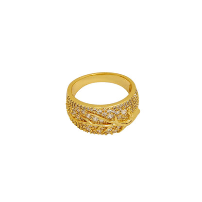 Wholesale Simple Style Commute Solid Color Copper Plating Inlay 18K Gold Plated Zircon Open Rings