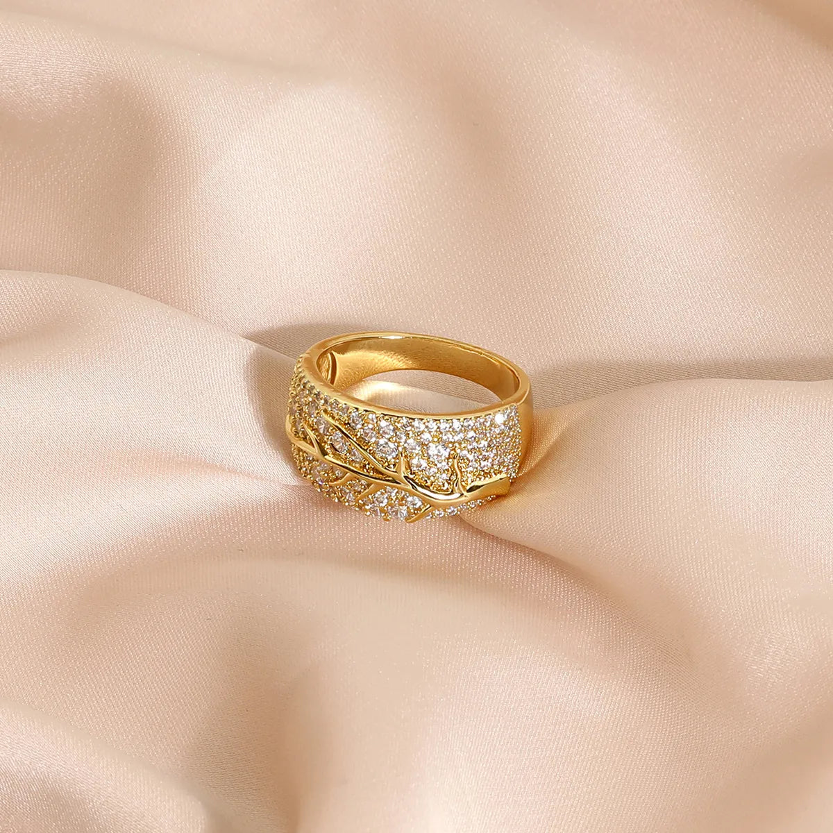 Wholesale Simple Style Commute Solid Color Copper Plating Inlay 18K Gold Plated Zircon Open Rings