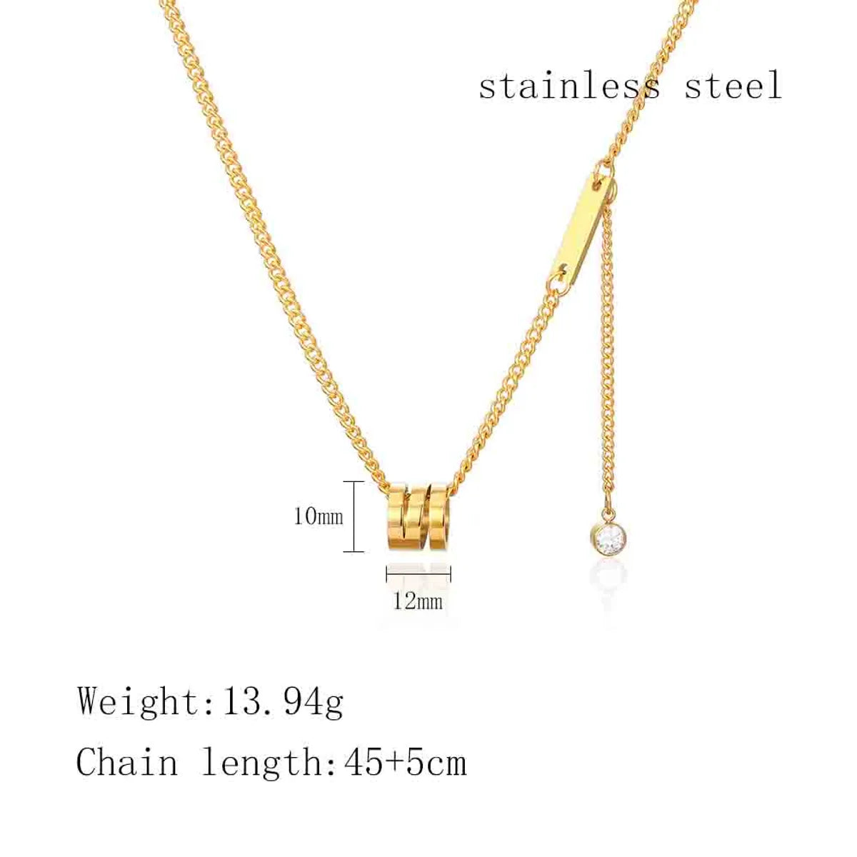 Wholesale Simple Style Commute Solid Color Stainless Steel Pendant Necklace