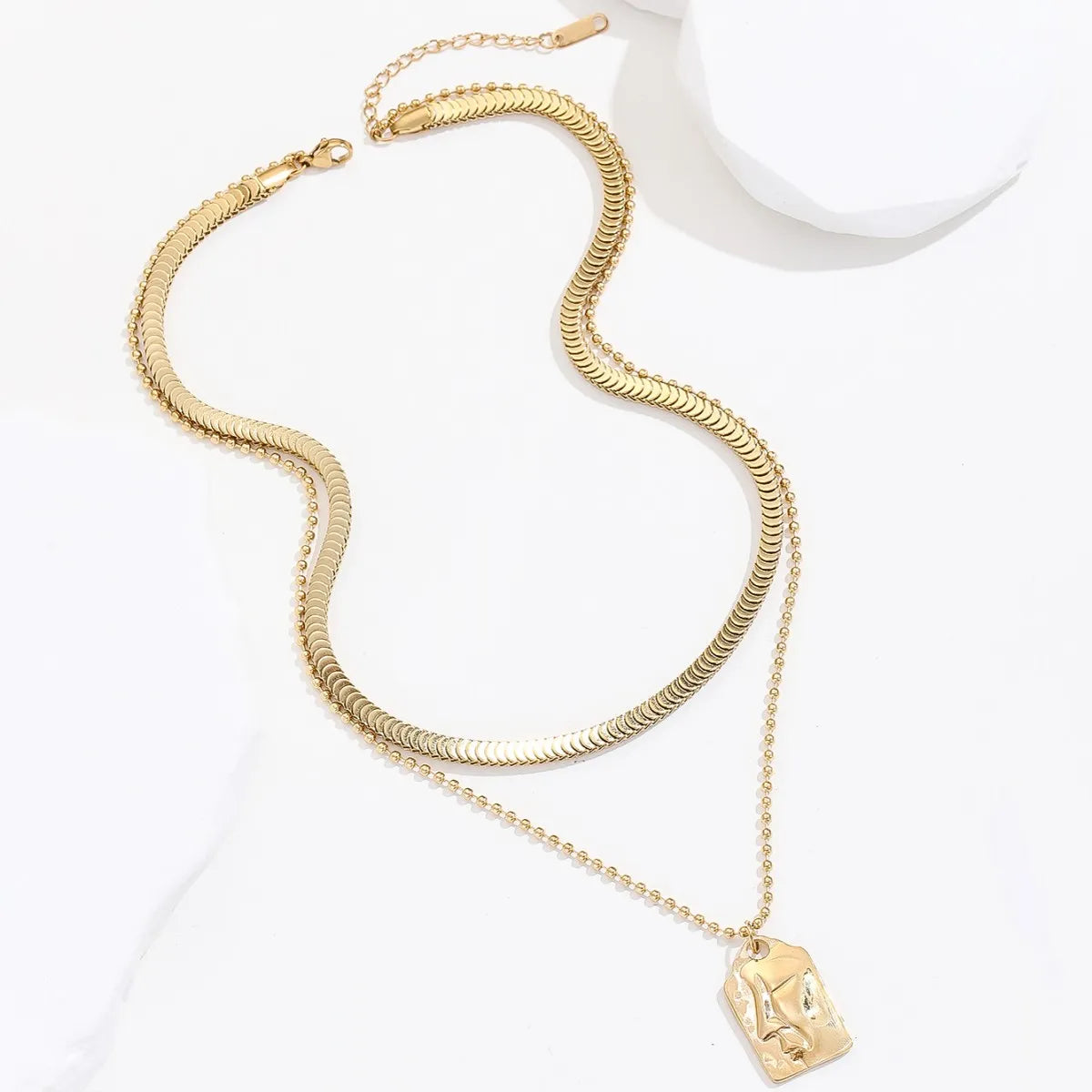 Wholesale Simple Style Commute Solid Color Stainless Steel Plating 18k Gold Plated Layered Necklaces