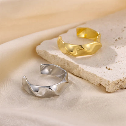 Wholesale Simple Style Commute Solid Color Stainless Steel Plating Gold Plated Open Rings