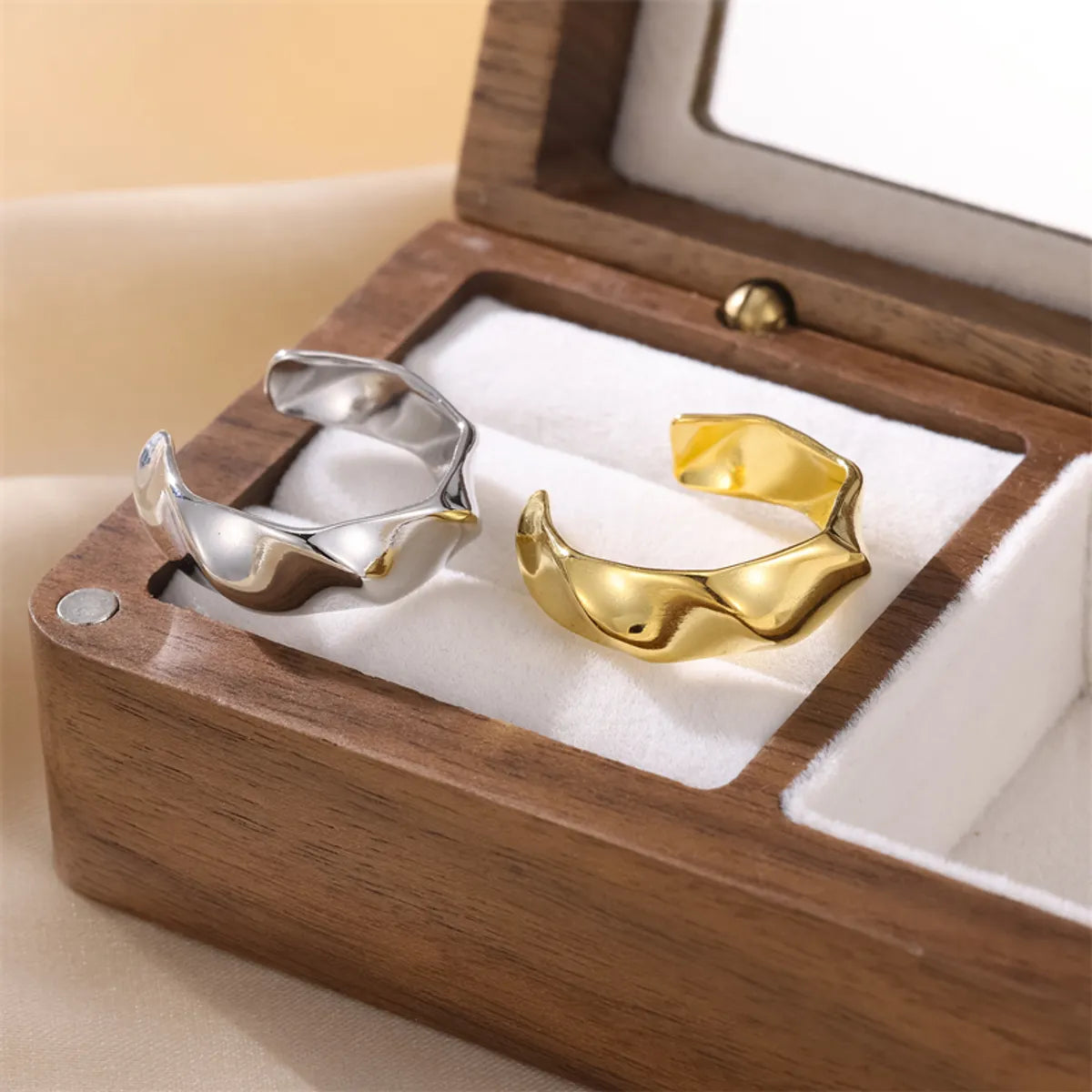 Wholesale Simple Style Commute Solid Color Stainless Steel Plating Gold Plated Open Rings