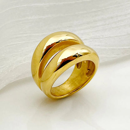 Wholesale Simple Style Commute Solid Color Stainless Steel Plating Gold Plated Rings