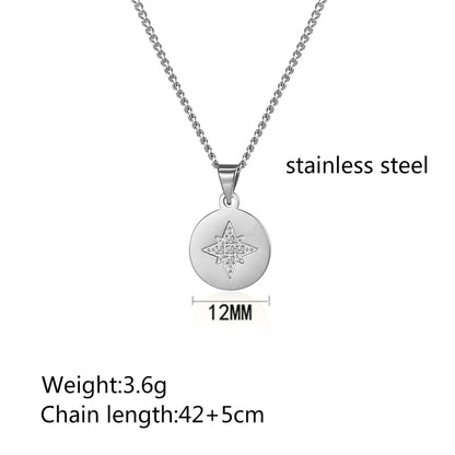 304 Stainless Steel 18K Gold Plated Simple Style Commute Inlay Solid Color Zircon Pendant Necklace