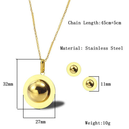 Wholesale Simple Style Commute Solid Color Titanium Steel Plating Gold Plated Earrings Necklace