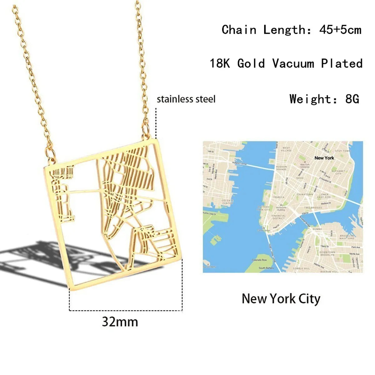 Wholesale Simple Style Commute Solid Color Titanium Steel Plating Gold Plated Pendant Necklace