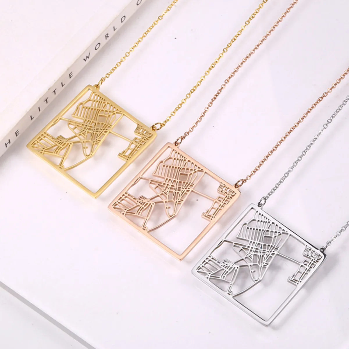 Wholesale Simple Style Commute Solid Color Titanium Steel Plating Gold Plated Pendant Necklace