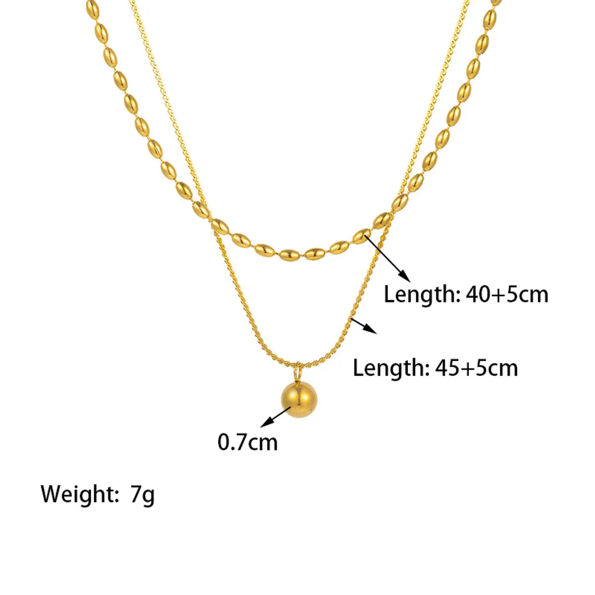 304 Stainless Steel 18K Gold Plated Simple Style Commute Polishing Plating Solid Color Double Layer Necklaces