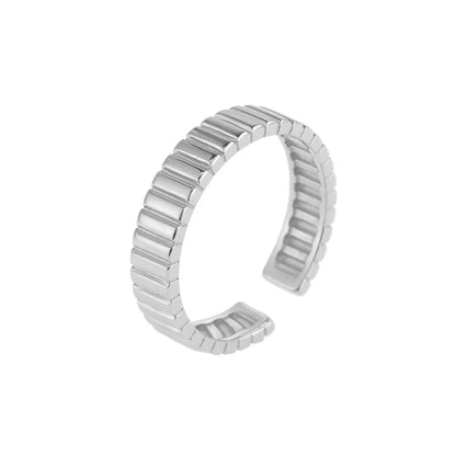 Wholesale Simple Style Commute Stripe Solid Color Sterling Silver Open Ring