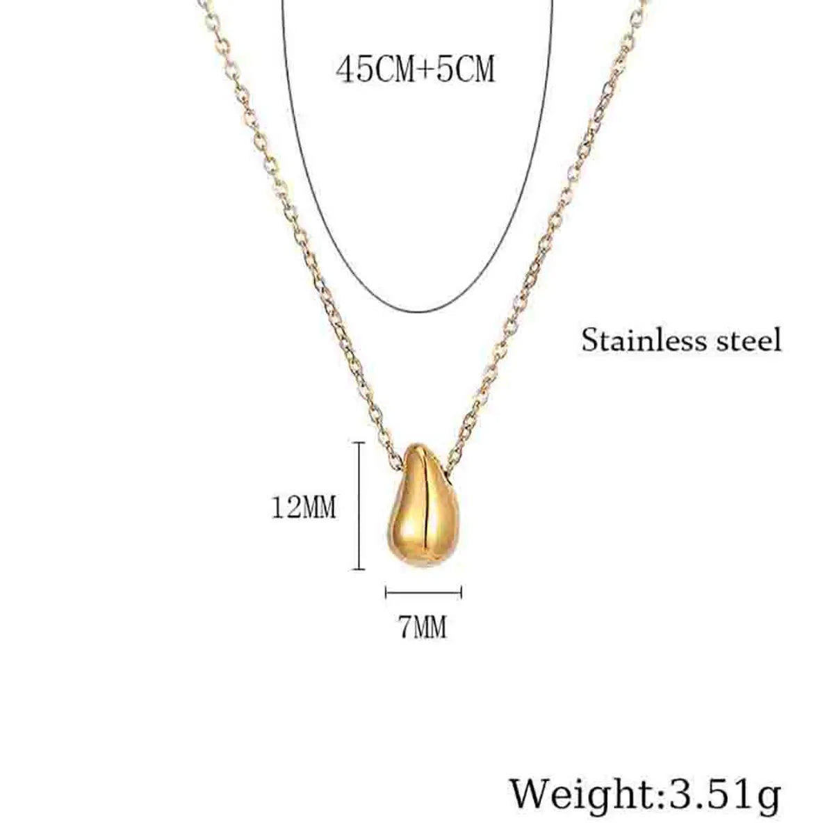 Wholesale Simple Style Commute Water Droplets Titanium Steel Plating Pendant Necklace