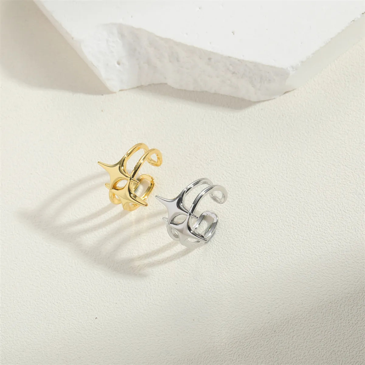 Wholesale Simple Style Cross Copper 14K Gold Plated Copper Open Rings