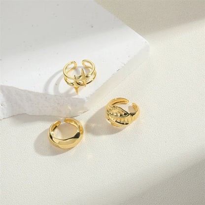 Wholesale Simple Style Cross Copper 14K Gold Plated Copper Open Rings