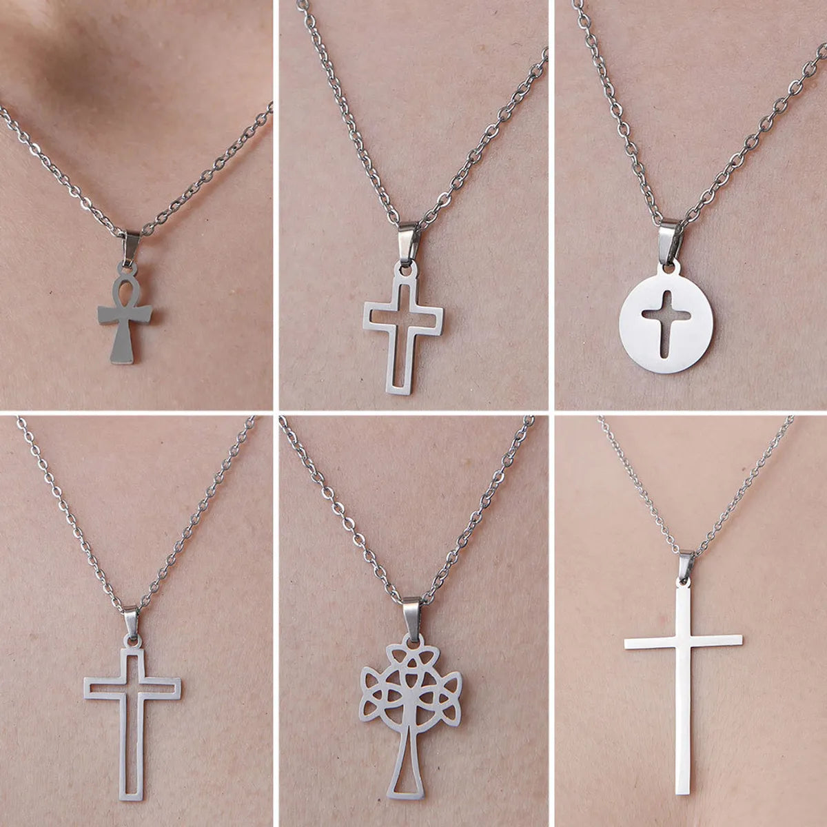 Wholesale Simple Style Cross Stainless Steel Titanium Steel Polishing Plating Pendant Necklace