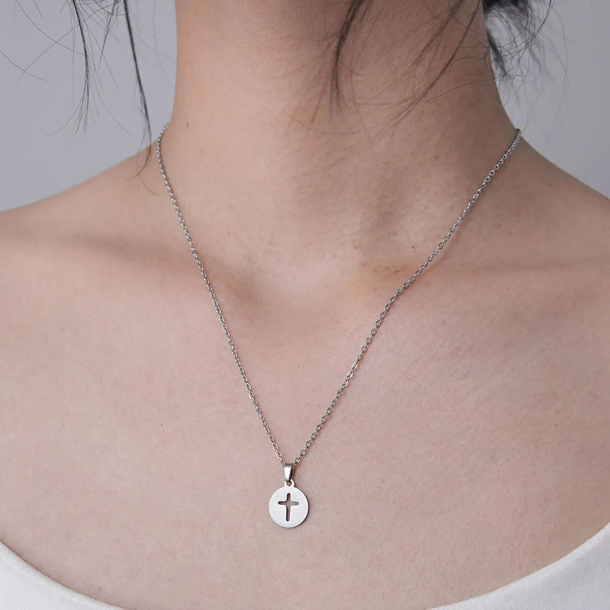 Wholesale Simple Style Cross Stainless Steel Titanium Steel Polishing Plating Pendant Necklace