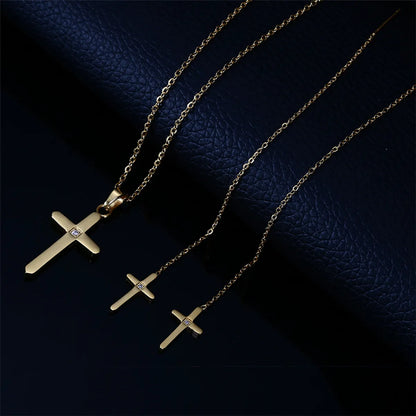 Wholesale Simple Style Cross Titanium Steel Plating Earrings Necklace