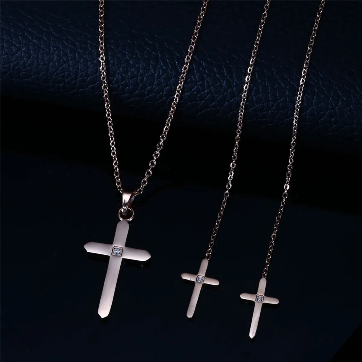 Wholesale Simple Style Cross Titanium Steel Plating Earrings Necklace