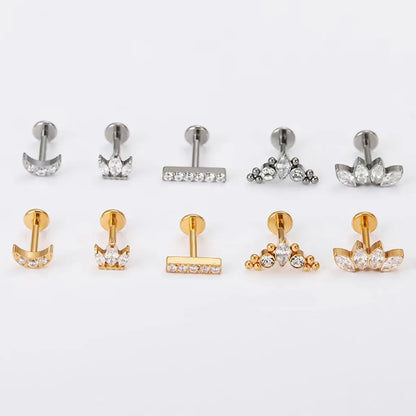 Wholesale Simple Style Crown Titanium Steel Lip Stud