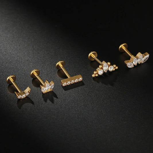 Wholesale Simple Style Crown Titanium Steel Lip Stud