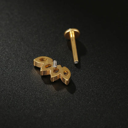 Wholesale Simple Style Crown Titanium Steel Lip Stud