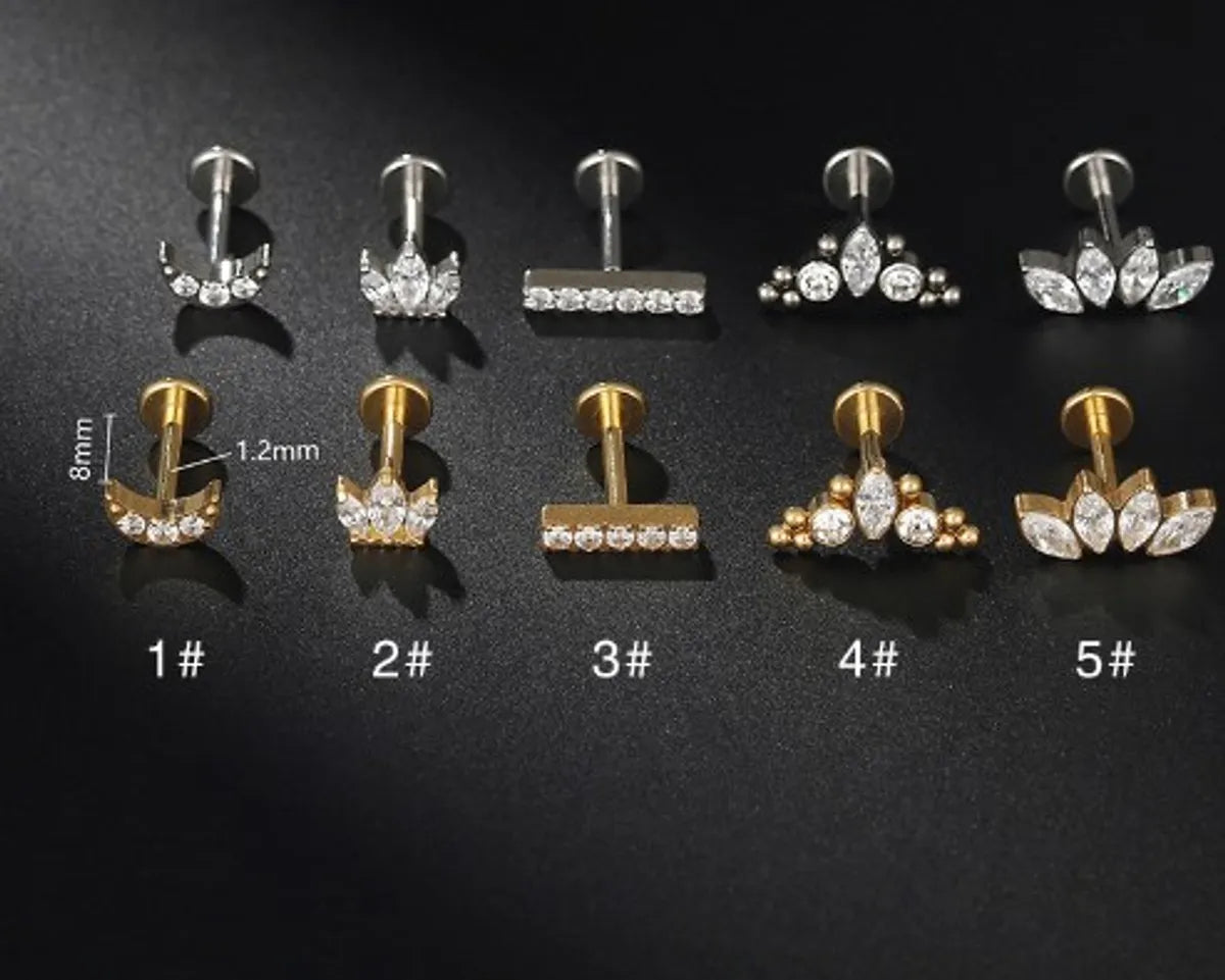 Wholesale Simple Style Crown Titanium Steel Lip Stud