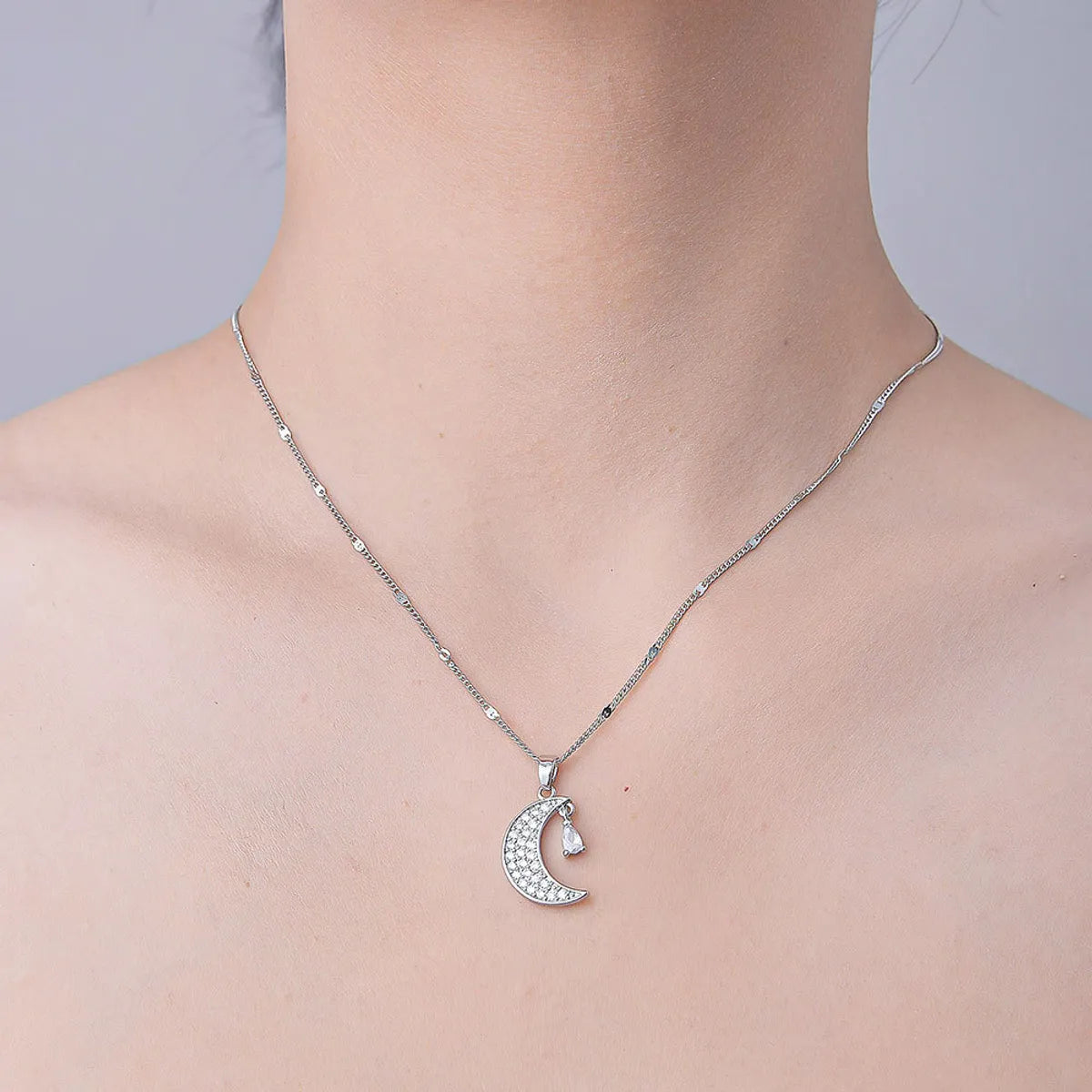 Wholesale Simple Style Devil's Eye Star Moon Stainless Steel Titanium Steel Polishing Plating Pendant Necklace