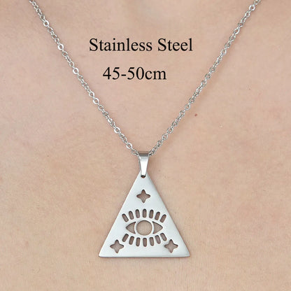 Wholesale Jewelry Simple Style Devil'S Eye Star Moon 201 Stainless Steel Polishing Plating Pendant Necklace