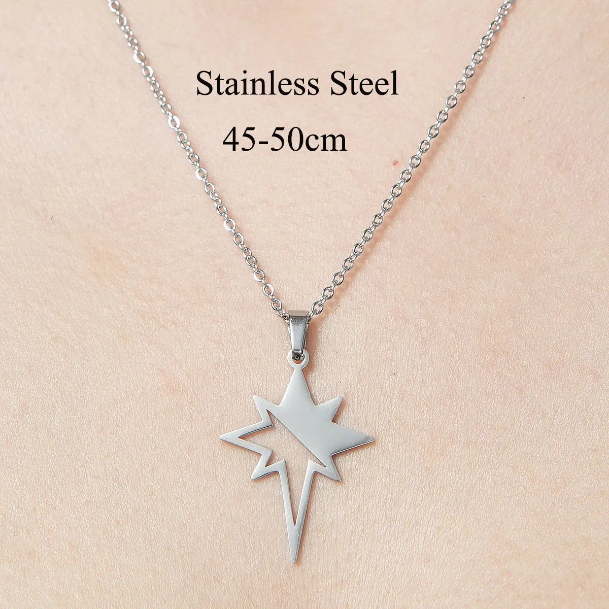 Wholesale Jewelry Simple Style Devil'S Eye Star Moon 201 Stainless Steel Polishing Plating Pendant Necklace