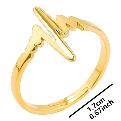 Wholesale Jewelry Simple Style Electrocardiogram 304 Stainless Steel 18K Gold Plated Open Ring